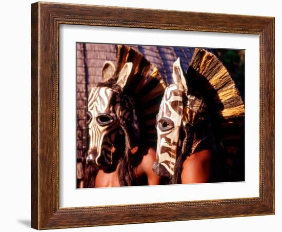 Zulu Zebra Masked Dancers, South Africa-Claudia Adams-Framed Photographic Print