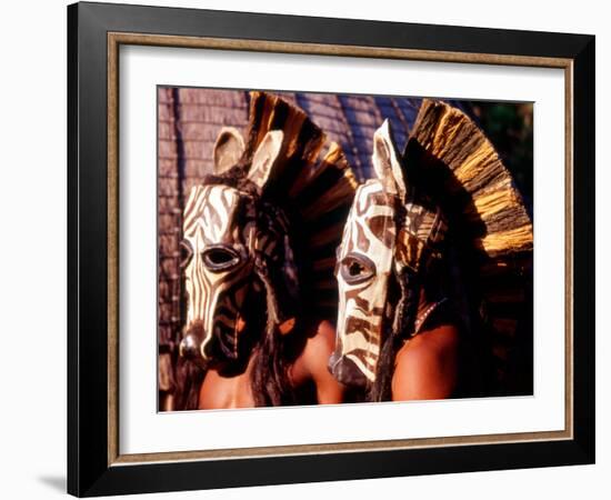 Zulu Zebra Masked Dancers, South Africa-Claudia Adams-Framed Photographic Print