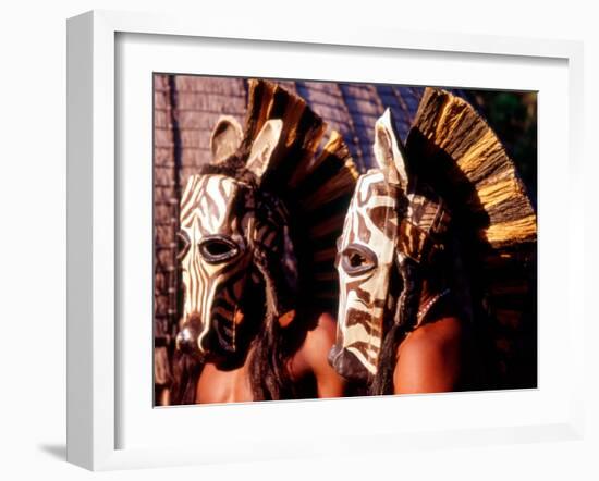 Zulu Zebra Masked Dancers, South Africa-Claudia Adams-Framed Photographic Print