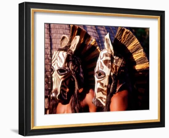 Zulu Zebra Masked Dancers, South Africa-Claudia Adams-Framed Photographic Print