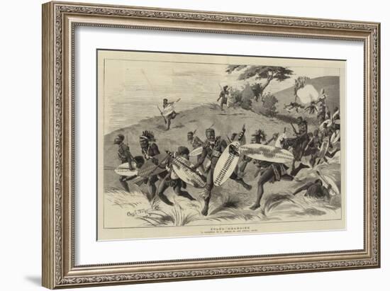 Zulus Charging-Charles Edwin Fripp-Framed Giclee Print