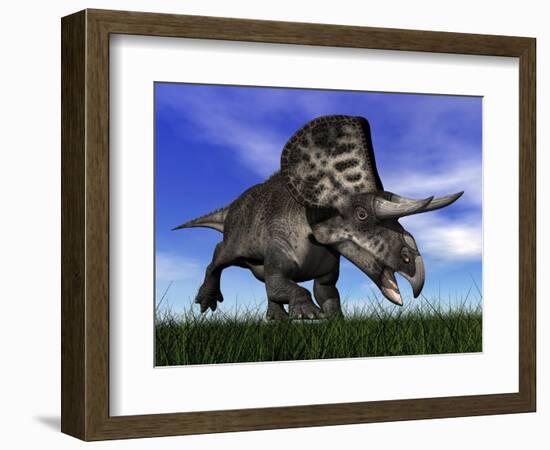 Zuniceratops Dinosaur Running in the Grass-null-Framed Premium Giclee Print