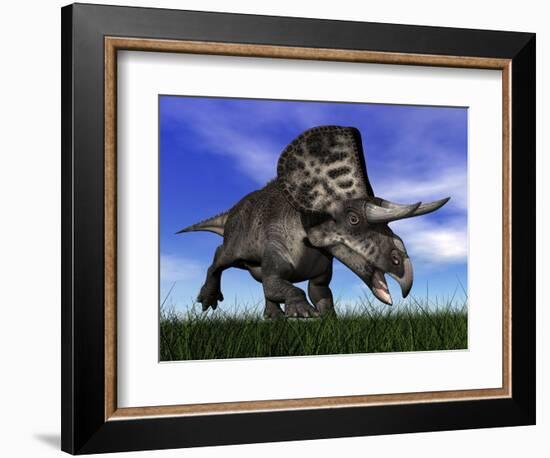 Zuniceratops Dinosaur Running in the Grass-null-Framed Premium Giclee Print