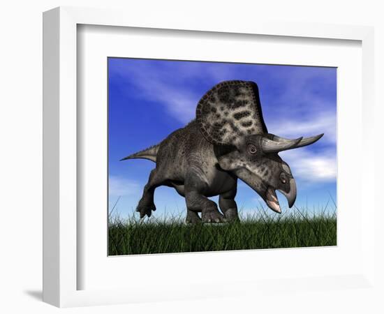 Zuniceratops Dinosaur Running in the Grass-null-Framed Premium Giclee Print