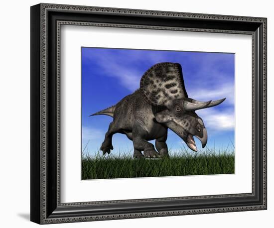 Zuniceratops Dinosaur Running in the Grass-null-Framed Premium Giclee Print