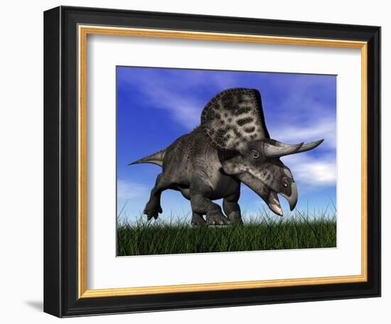 Zuniceratops Dinosaur Running in the Grass-null-Framed Premium Giclee Print