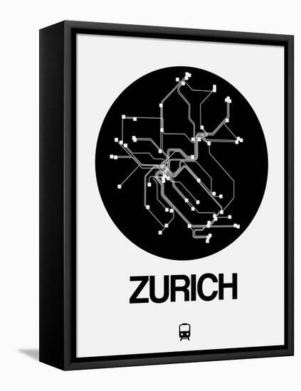 Zurich Black Subway Map-NaxArt-Framed Stretched Canvas