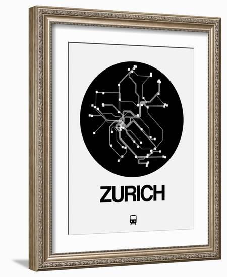 Zurich Black Subway Map-NaxArt-Framed Art Print