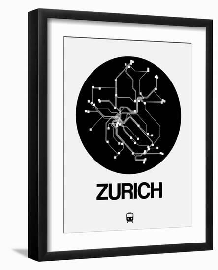 Zurich Black Subway Map-NaxArt-Framed Art Print
