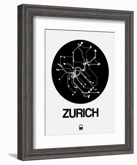 Zurich Black Subway Map-NaxArt-Framed Art Print