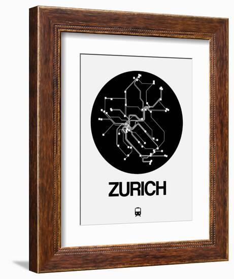 Zurich Black Subway Map-NaxArt-Framed Art Print