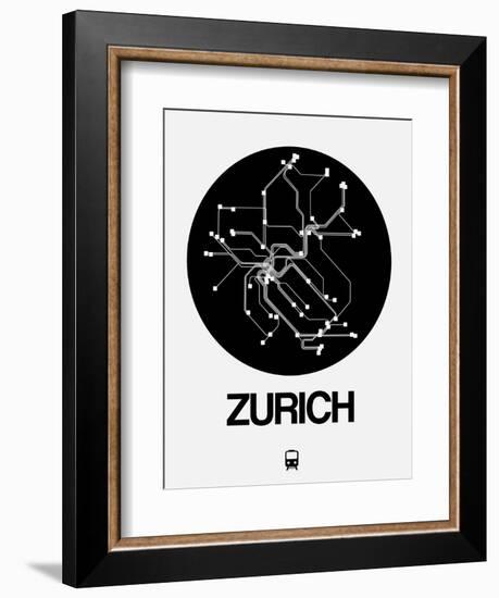 Zurich Black Subway Map-NaxArt-Framed Art Print