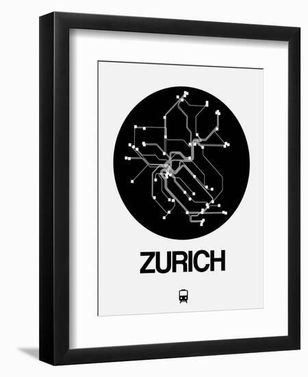 Zurich Black Subway Map-NaxArt-Framed Art Print