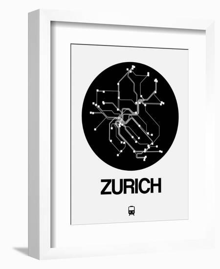 Zurich Black Subway Map-NaxArt-Framed Art Print