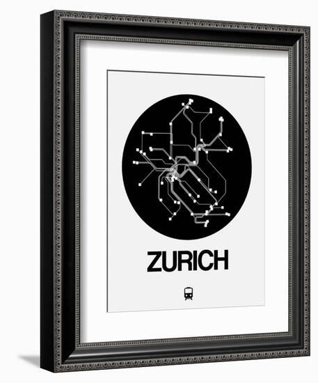 Zurich Black Subway Map-NaxArt-Framed Art Print