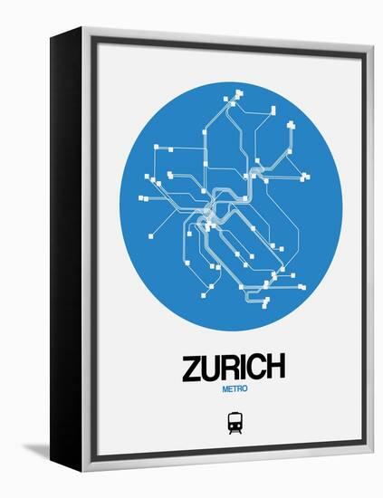 Zurich Blue Subway Map-NaxArt-Framed Stretched Canvas