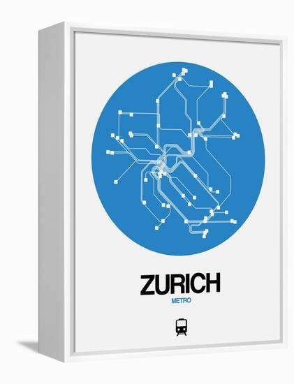 Zurich Blue Subway Map-NaxArt-Framed Stretched Canvas