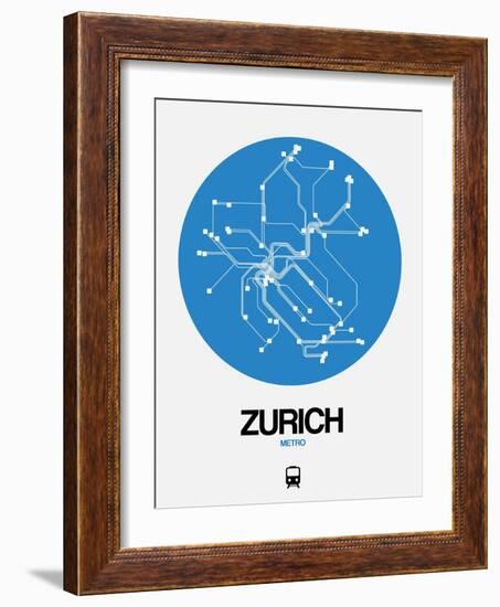 Zurich Blue Subway Map-NaxArt-Framed Art Print