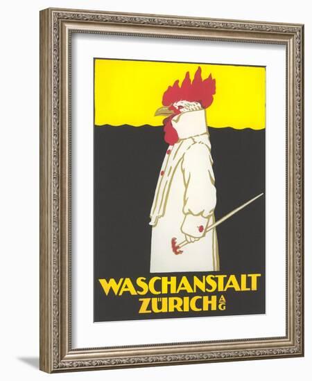 Zurich Laundry Rooster-null-Framed Art Print