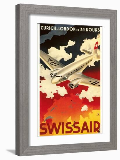 Zurich London Travel Poster-null-Framed Premium Giclee Print