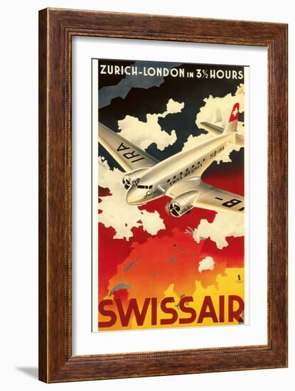 Zurich London Travel Poster-null-Framed Premium Giclee Print