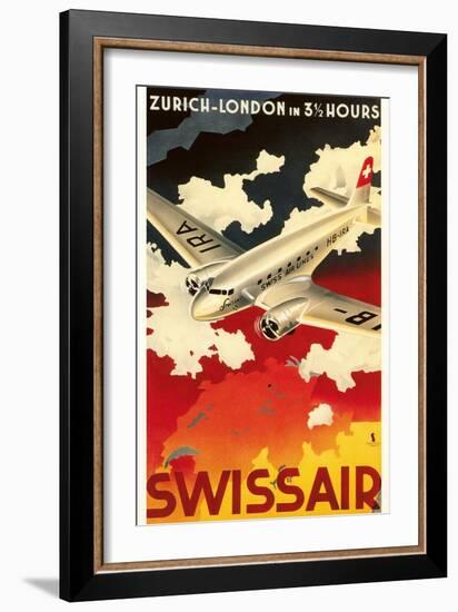 Zurich London Travel Poster-null-Framed Premium Giclee Print