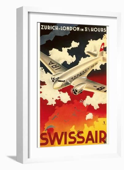 Zurich London Travel Poster-null-Framed Premium Giclee Print