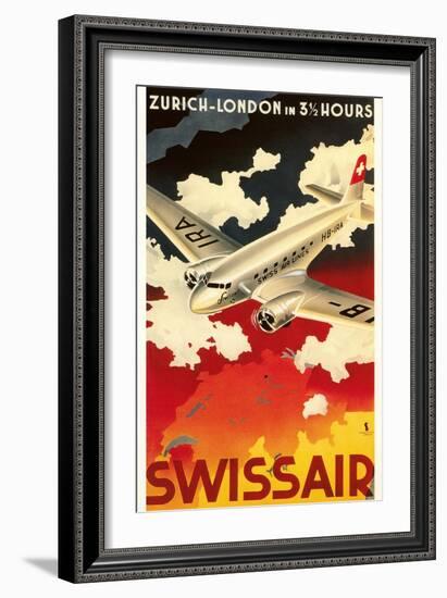 Zurich London Travel Poster-null-Framed Premium Giclee Print