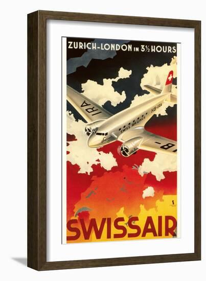 Zurich London Travel Poster-null-Framed Art Print