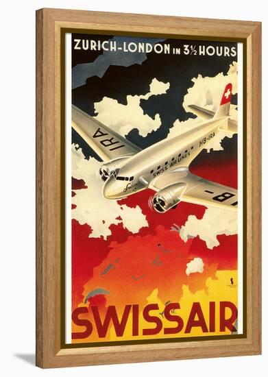 Zurich London Travel Poster-null-Framed Stretched Canvas