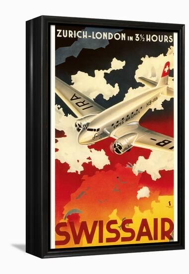 Zurich London Travel Poster-null-Framed Stretched Canvas