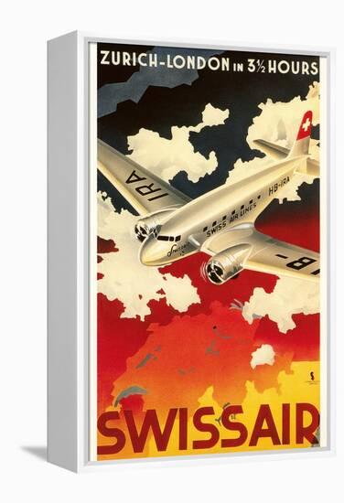 Zurich London Travel Poster-null-Framed Stretched Canvas