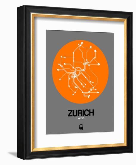 Zurich Orange Subway Map-NaxArt-Framed Art Print