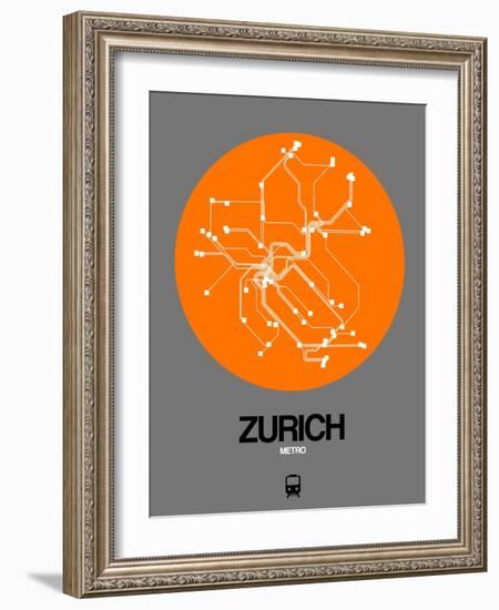 Zurich Orange Subway Map-NaxArt-Framed Art Print