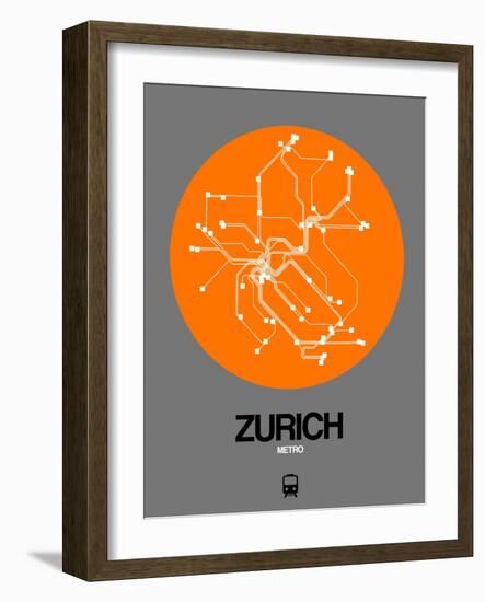 Zurich Orange Subway Map-NaxArt-Framed Art Print
