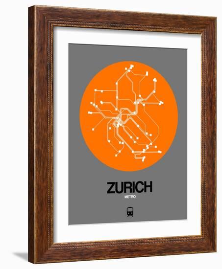 Zurich Orange Subway Map-NaxArt-Framed Art Print