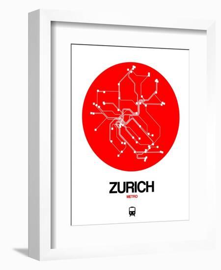 Zurich Red Subway Map-NaxArt-Framed Art Print