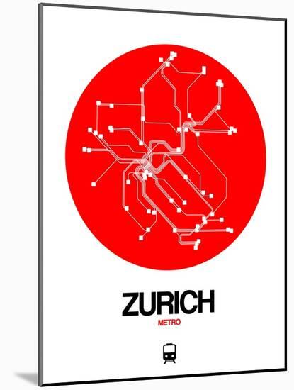 Zurich Red Subway Map-NaxArt-Mounted Art Print