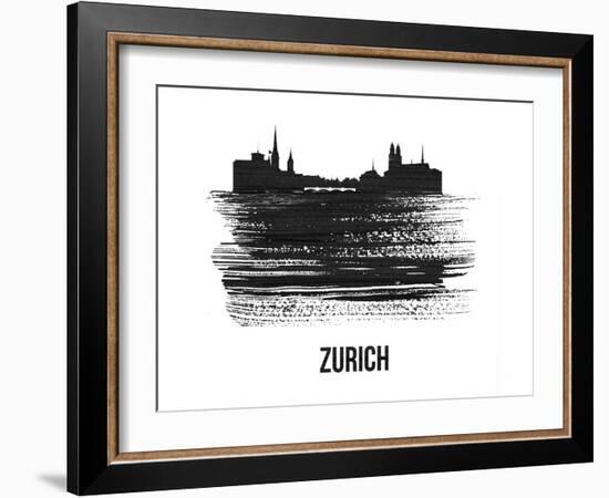Zurich Skyline Brush Stroke - Black II-NaxArt-Framed Art Print