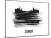 Zurich Skyline Brush Stroke - Black II-NaxArt-Mounted Art Print