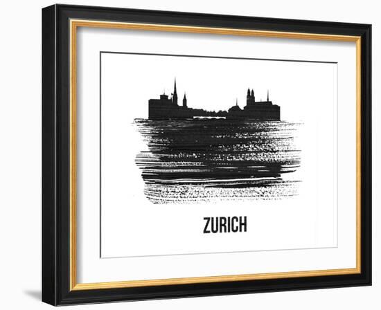 Zurich Skyline Brush Stroke - Black II-NaxArt-Framed Art Print