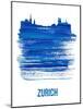 Zurich Skyline Brush Stroke - Blue-NaxArt-Mounted Art Print