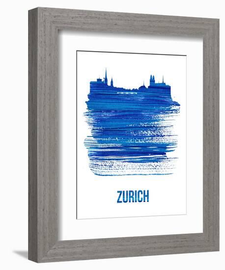 Zurich Skyline Brush Stroke - Blue-NaxArt-Framed Art Print