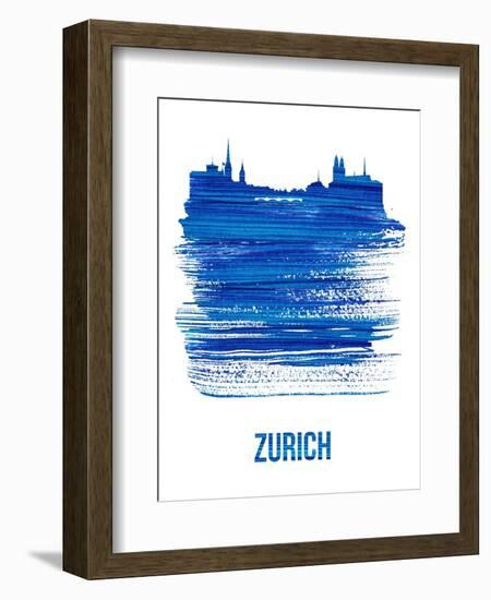 Zurich Skyline Brush Stroke - Blue-NaxArt-Framed Art Print