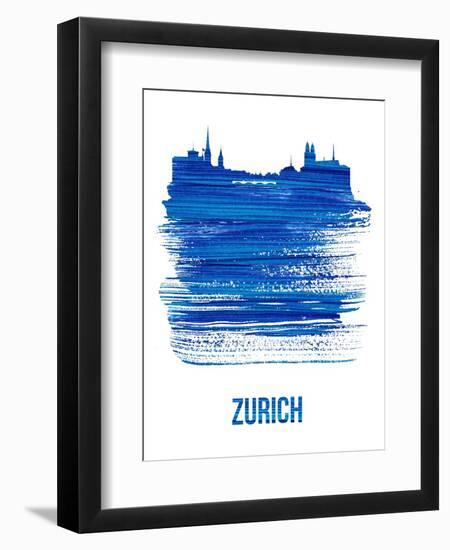 Zurich Skyline Brush Stroke - Blue-NaxArt-Framed Art Print