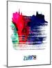 Zurich Skyline Brush Stroke - Watercolor-NaxArt-Mounted Art Print