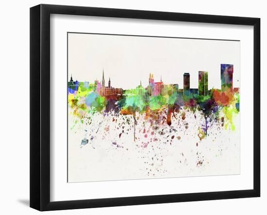 Zurich Skyline in Watercolor Background-paulrommer-Framed Art Print