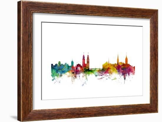 Zurich Switzerland Skyline-Michael Tompsett-Framed Art Print