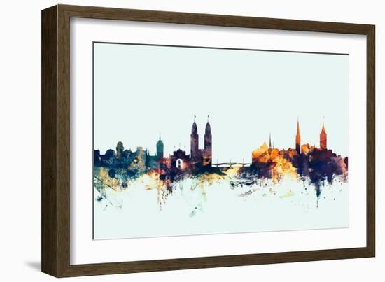 Zurich Switzerland Skyline-Michael Tompsett-Framed Premium Giclee Print