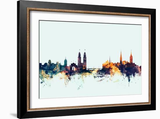 Zurich Switzerland Skyline-Michael Tompsett-Framed Premium Giclee Print